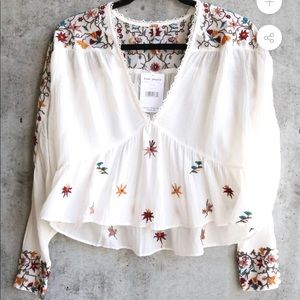 Free people Ava Embroidered Blouse